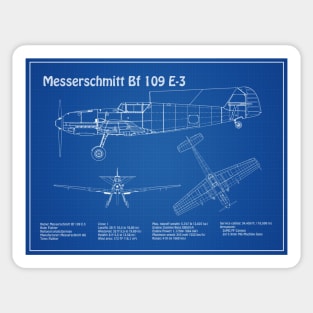 Messerschmitt Bf 109 E-3 - Airplane Blueprint - AD Sticker